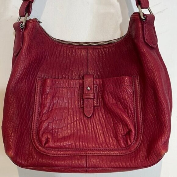 Cole Haan Buttery Soft Leather HeavyGrain Shoulder Bag in a magenta raspberry - Picture 1 of 10